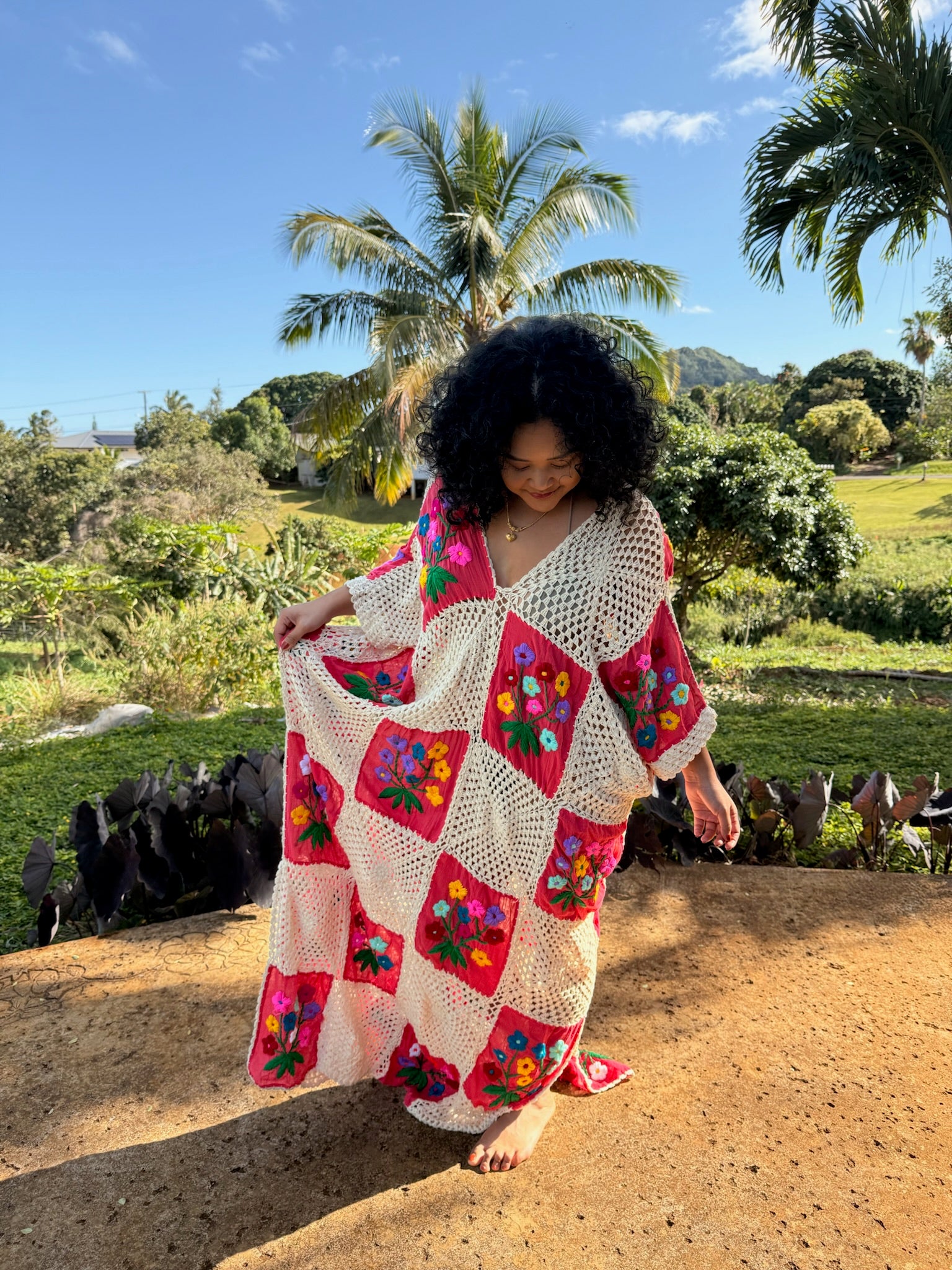 Daisy Crochet Maxi Kaftan