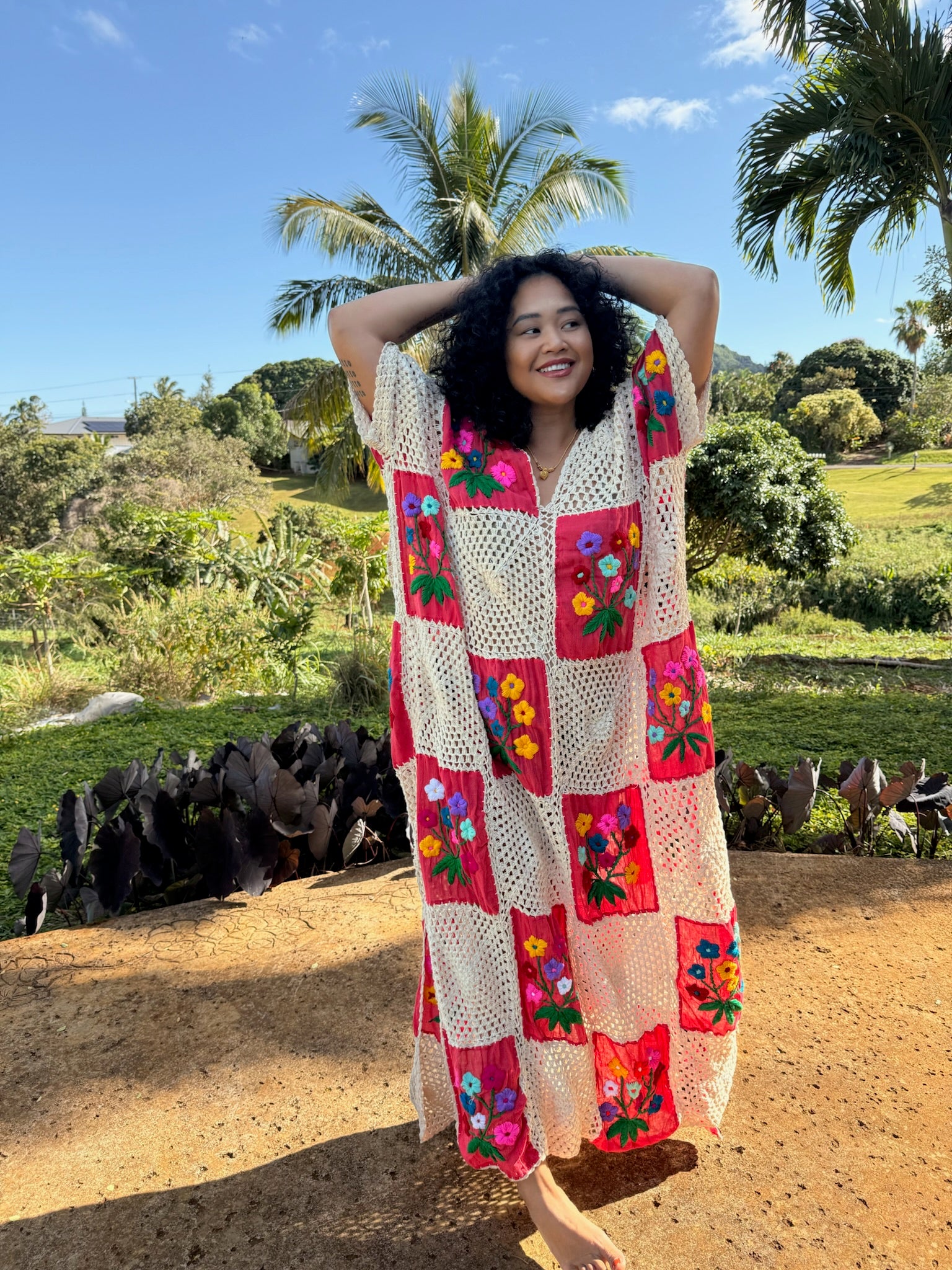 Daisy Crochet Maxi Kaftan