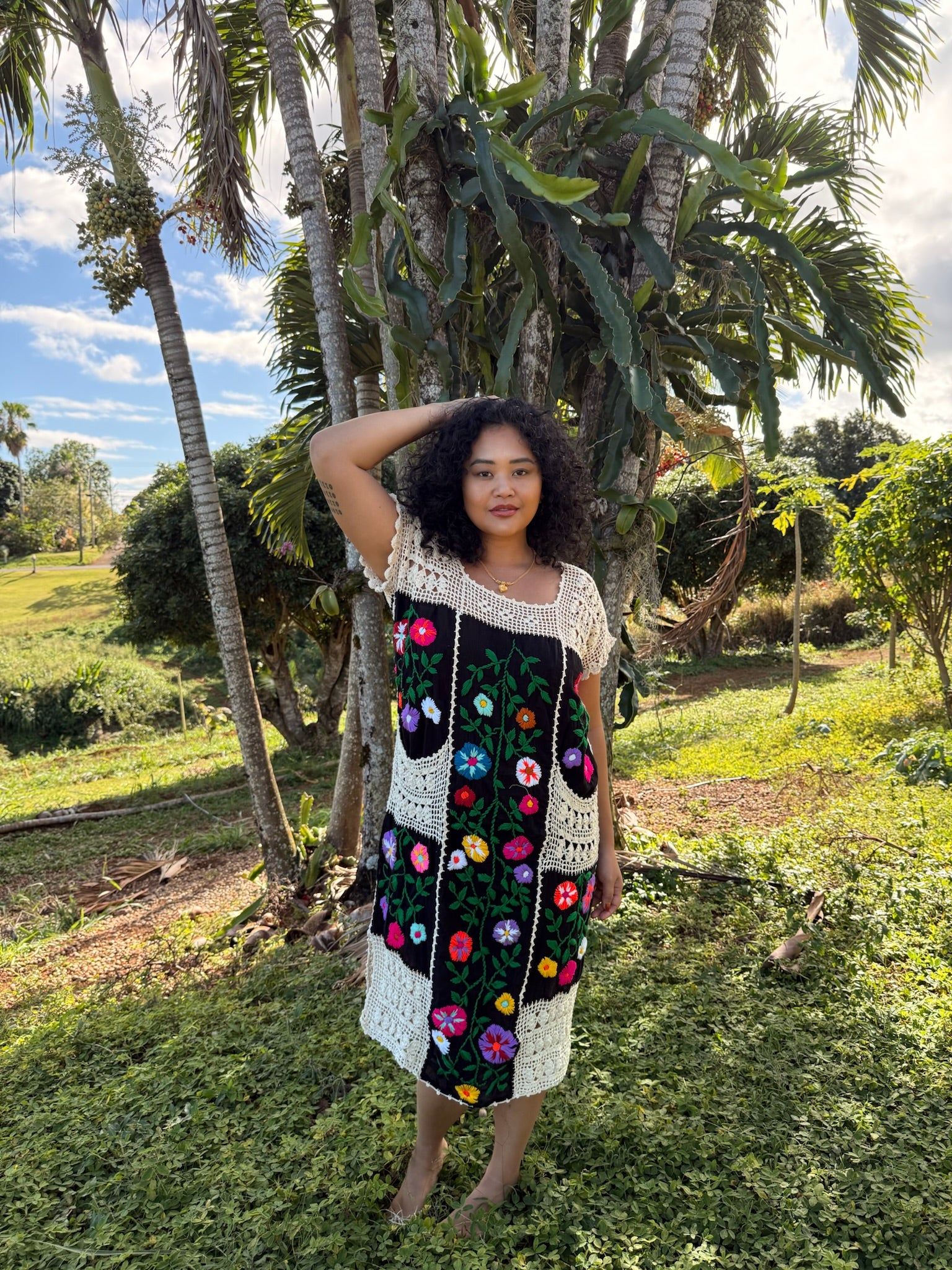 Tania Embroidered Crochet Kaftan