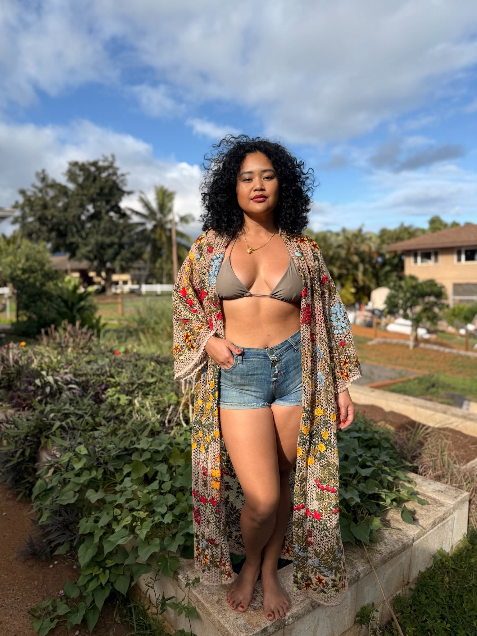 Honey Girl Embroidered Kimono