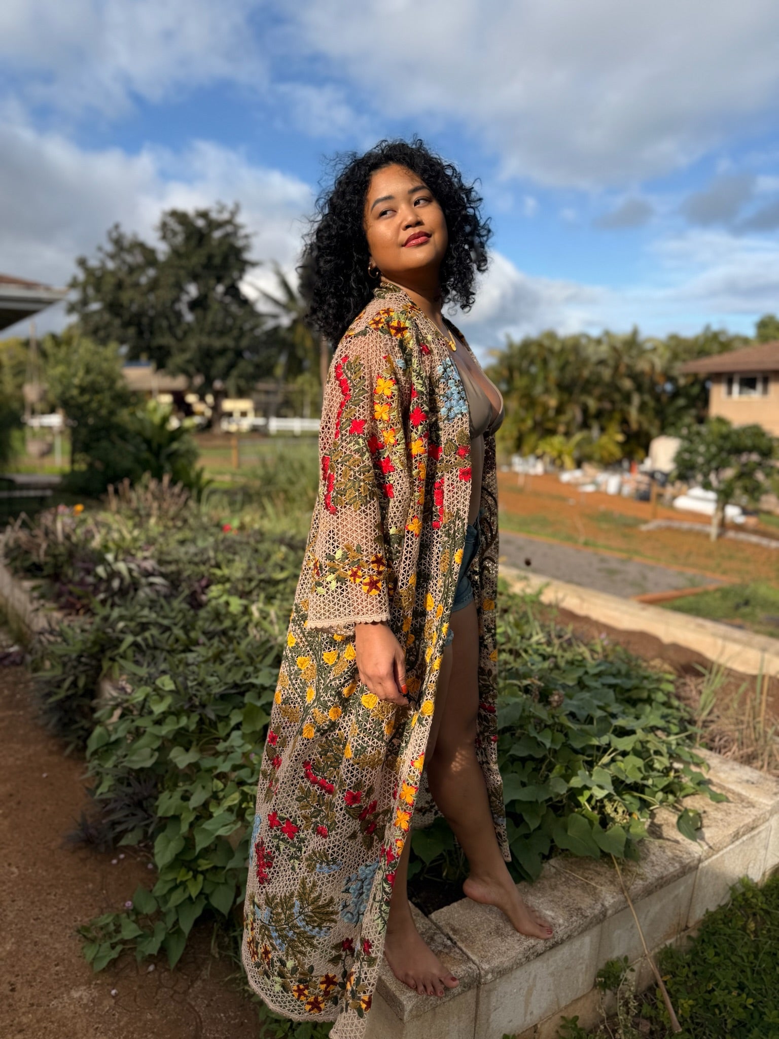 Honey Girl Embroidered Kimono