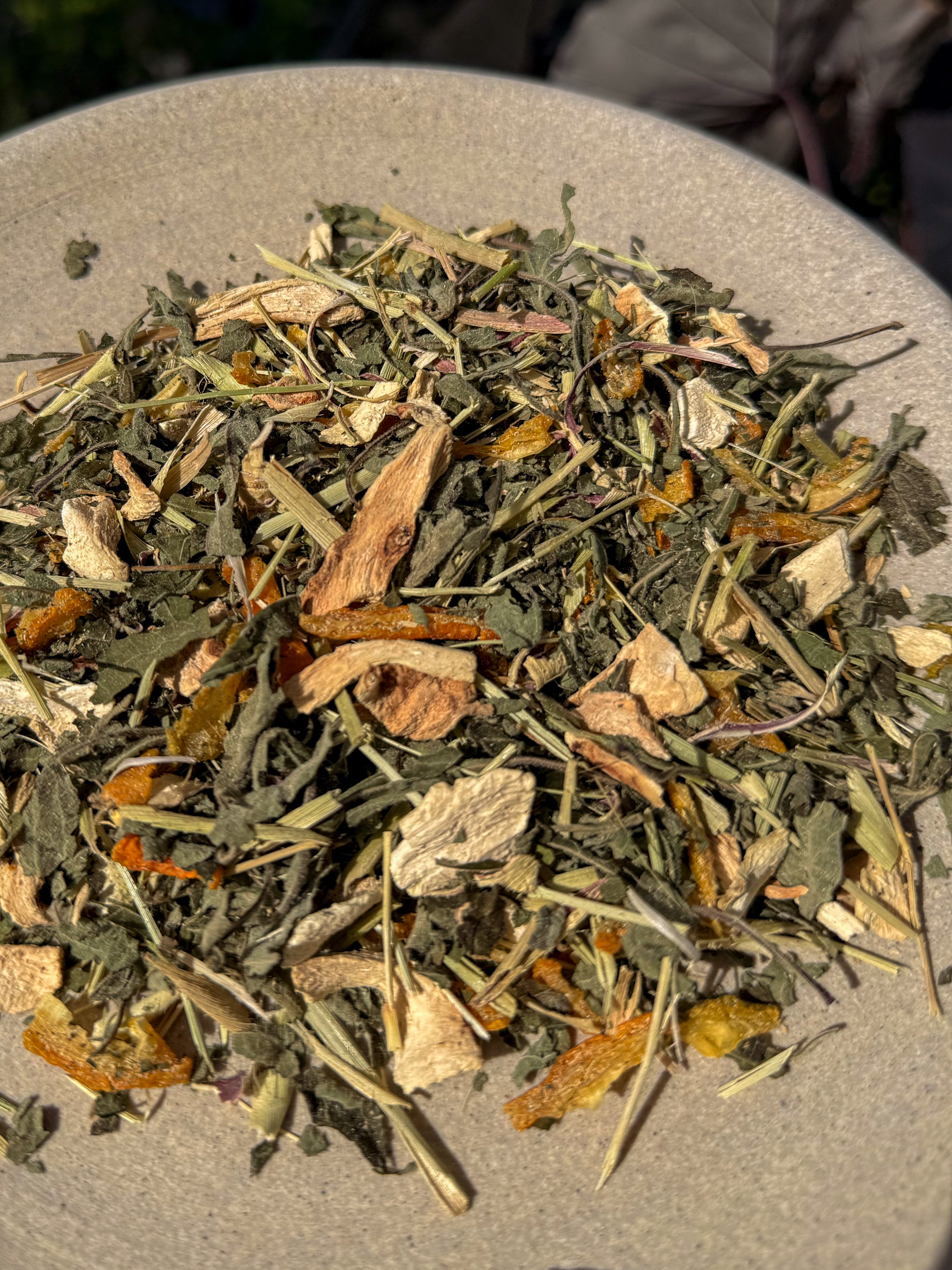 Tulsi Tranquilitea: Holy Basil Lemongrass Galangal & Kumquat Elixir