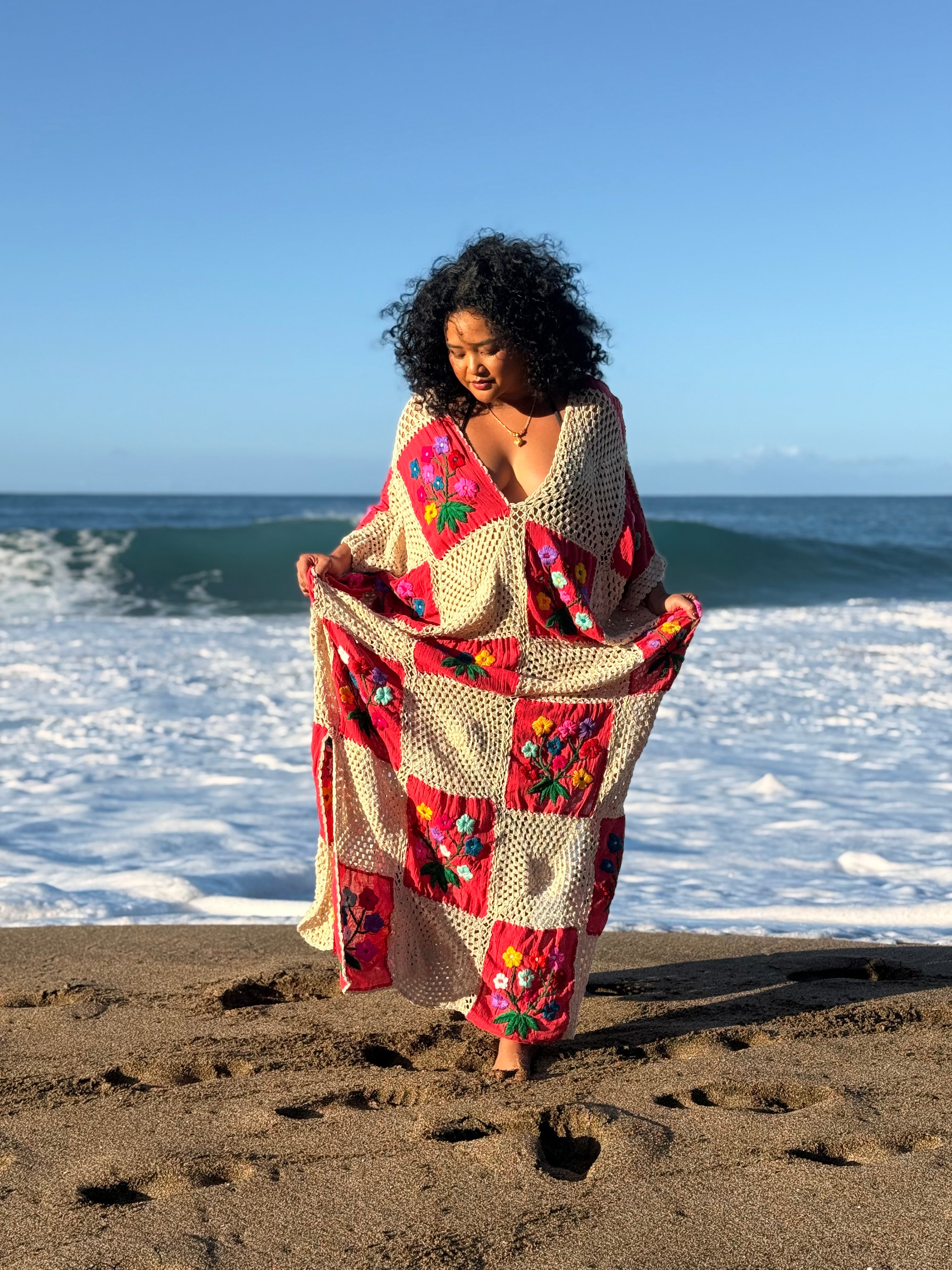 Daisy Crochet Maxi Kaftan