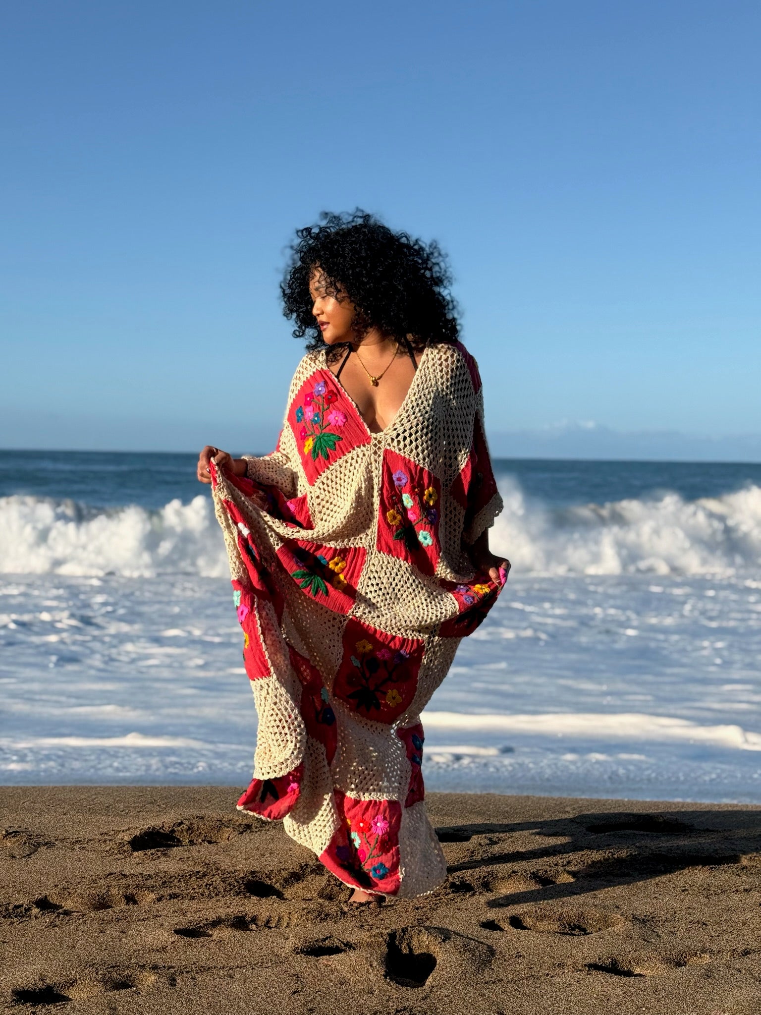 Daisy Crochet Maxi Kaftan