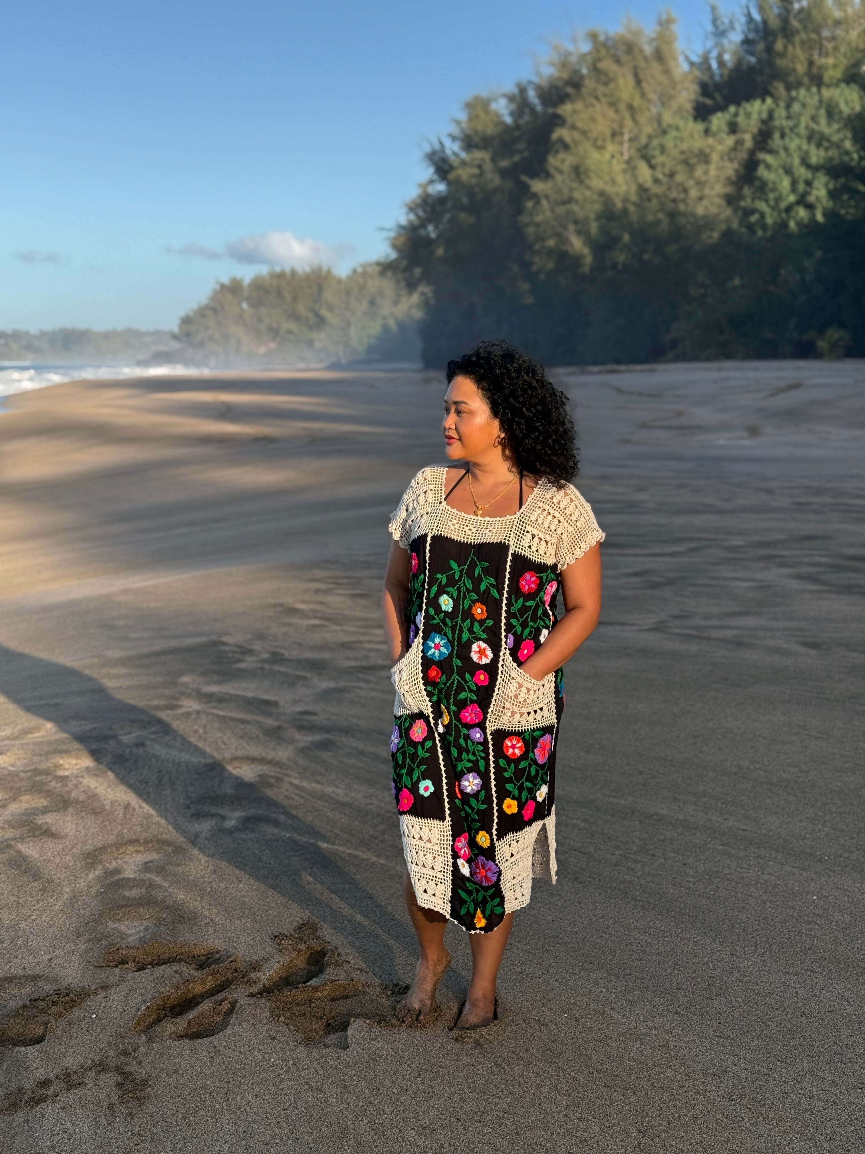 Tania Embroidered Crochet Kaftan