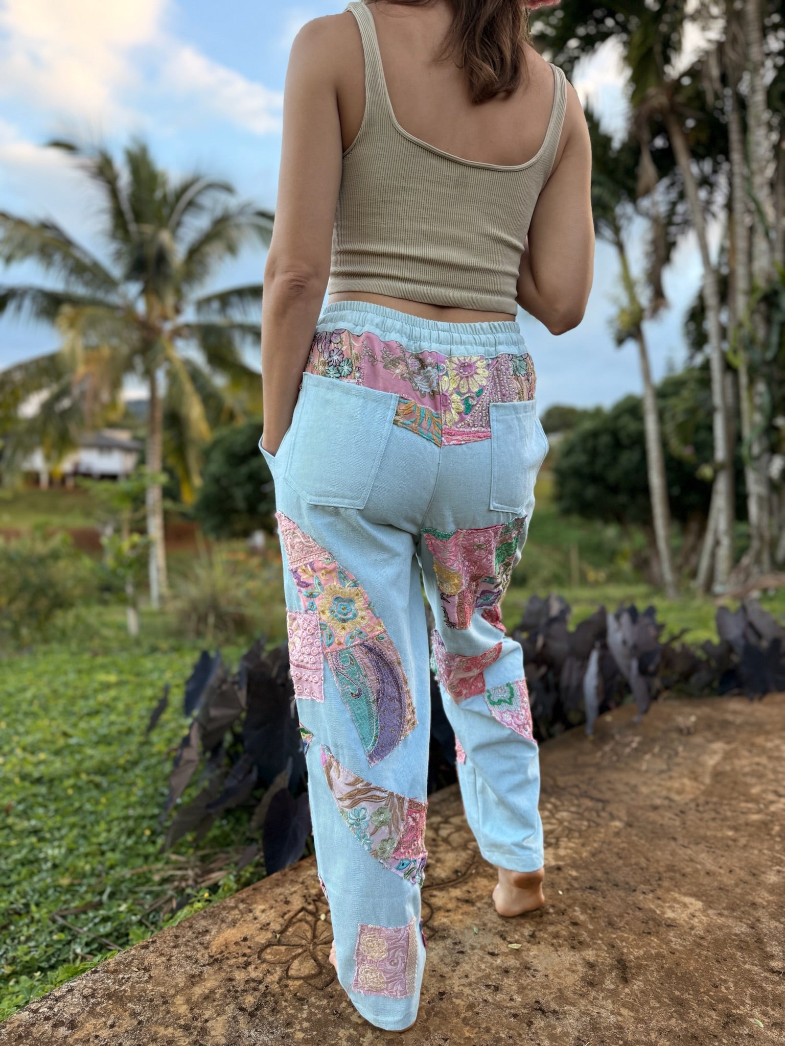 Kass Embroidered Patchwork Sweatpants