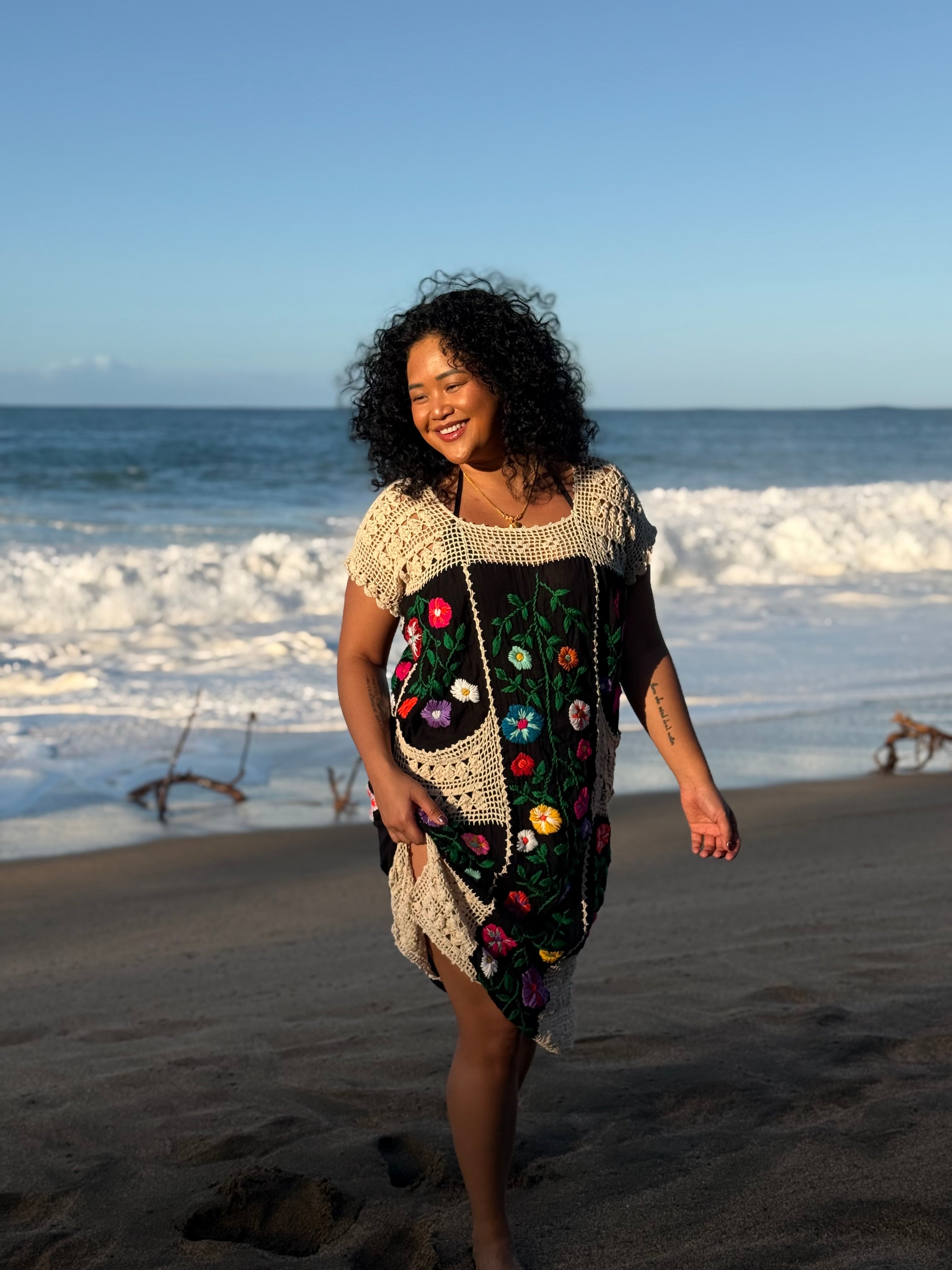 Tania Embroidered Crochet Kaftan