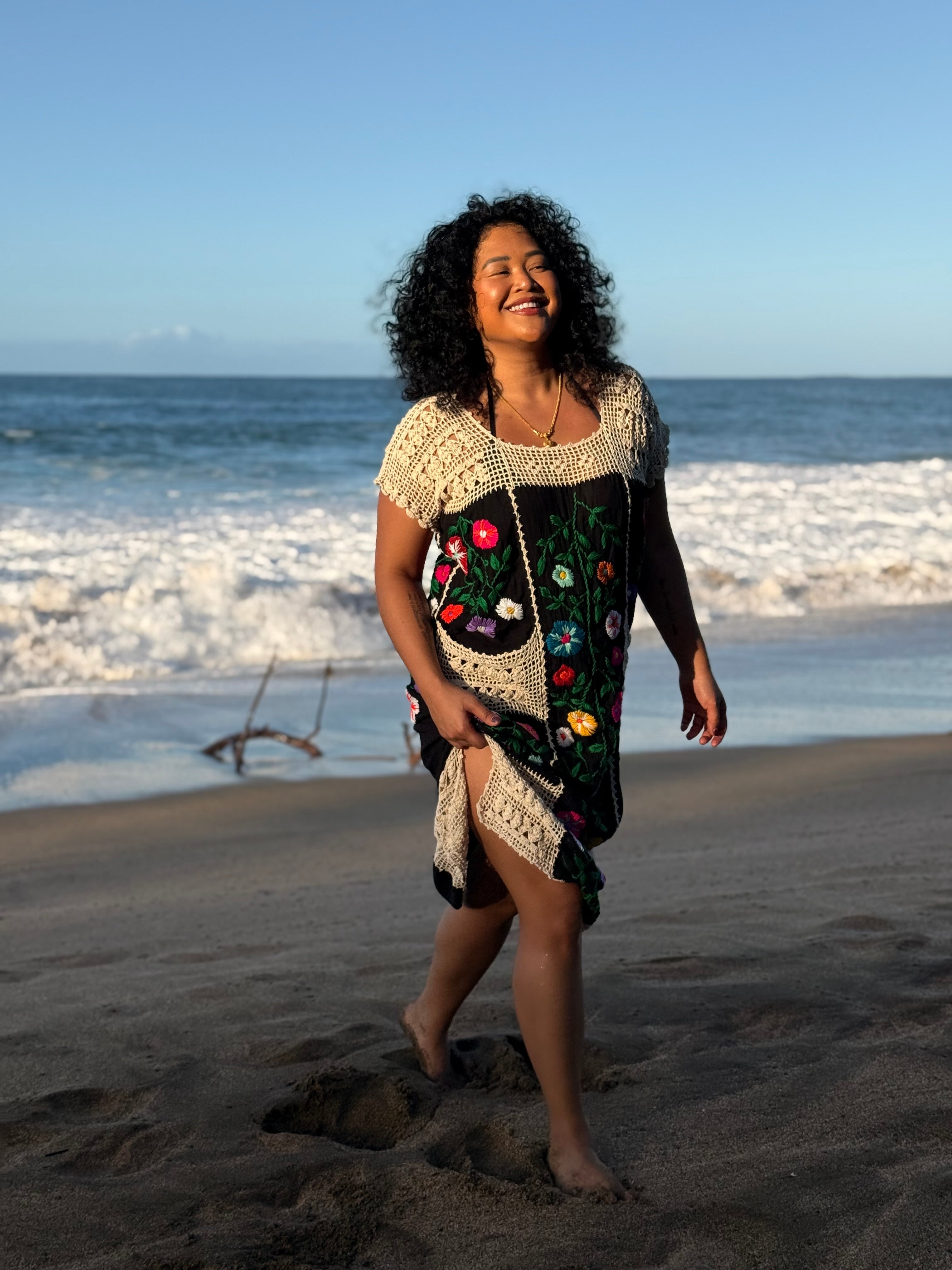Tania Embroidered Crochet Kaftan
